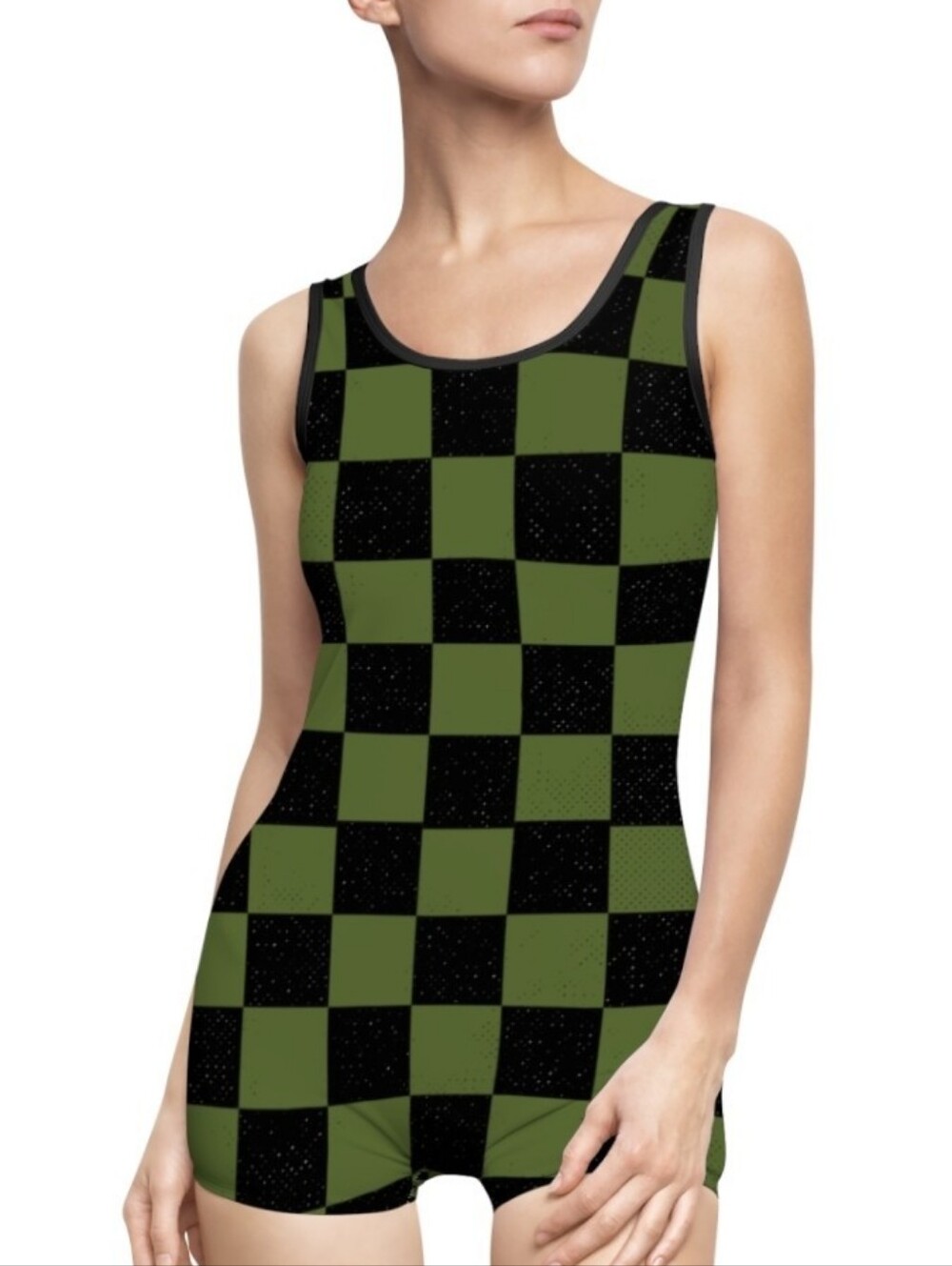 Check Mate Luscious Green Checkerboard One-Piece Swim